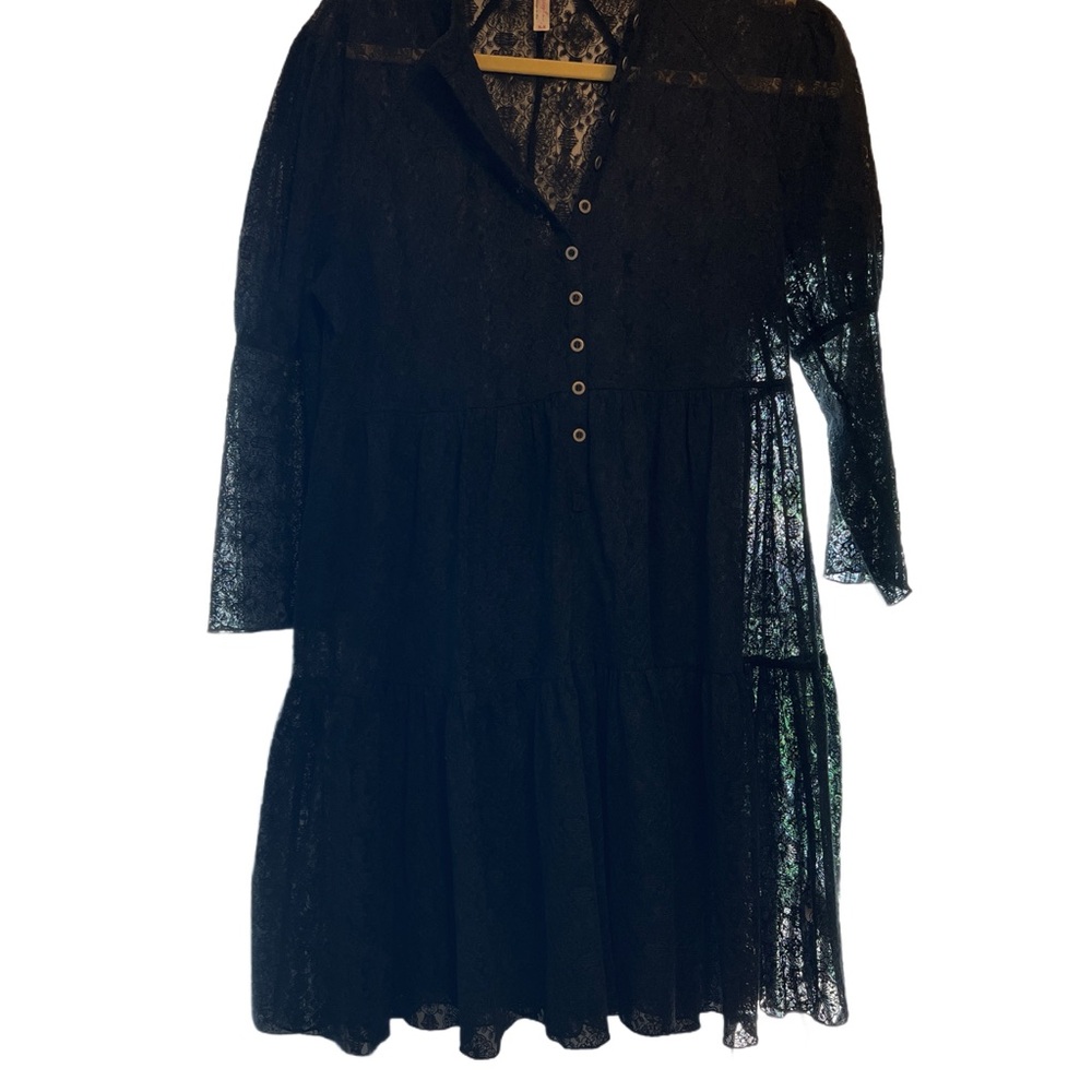 Free People Black Lace Midi Dress